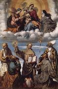 Saint Bernardino with Saints Jerome,Joseph,Francis and Nicholas of Bari,Virgin and Child in Glory with Saints Catherine of Alexandria and Clare